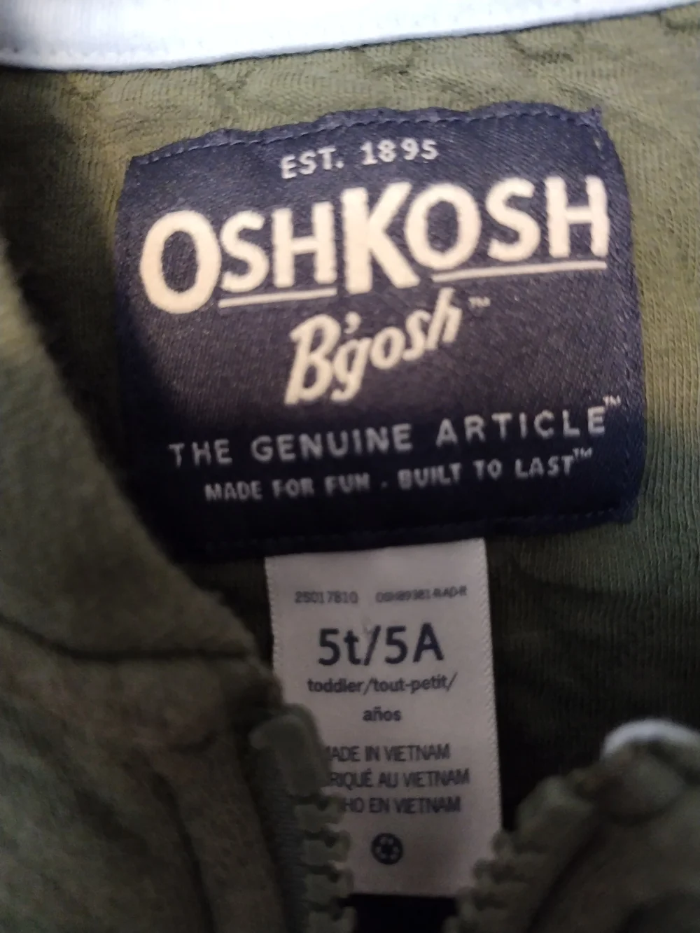 OshKosh Olive Quilted Zip-Up Jacket